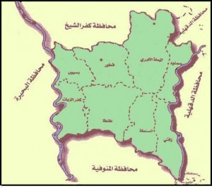 خريطة محافظة الغربية الادارية