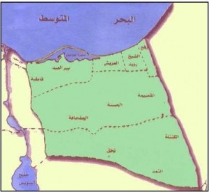 خريطة محافظة شمال سيناء الادارية